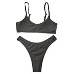 Ribbed High Leg Cut Bikini Female Swimsuit Women Swimwear Two-Pieces Bikini Set Brazilian Padded Bather Bathing Suit Swim V7126