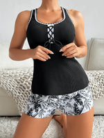 Women's Bathing Suit Two Pieces Tankini Set Summer Sexy Beach Wear High Waisted Print Shorts Swimwear Raceback Women Swimsuit