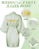 Bridesmaid Robes Satin Bridal Party Embroidered Bride Design, Kimono Sleeves, Smooth Satin Feel, for Getting Ready Photos, Brida