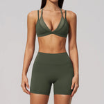 NCLAGEN Yoga Sets Women Gym Clothes Sport Bra And Short Fitness Suit 2 Piece Workout Fitness Pilates Sportswear Speed Activewear