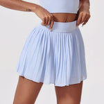 Elastic High Waist Slimming Tennis Skort Women Summer Running Fitness Skirt with A Light Strip Lining and Pockets Pleated Skirts