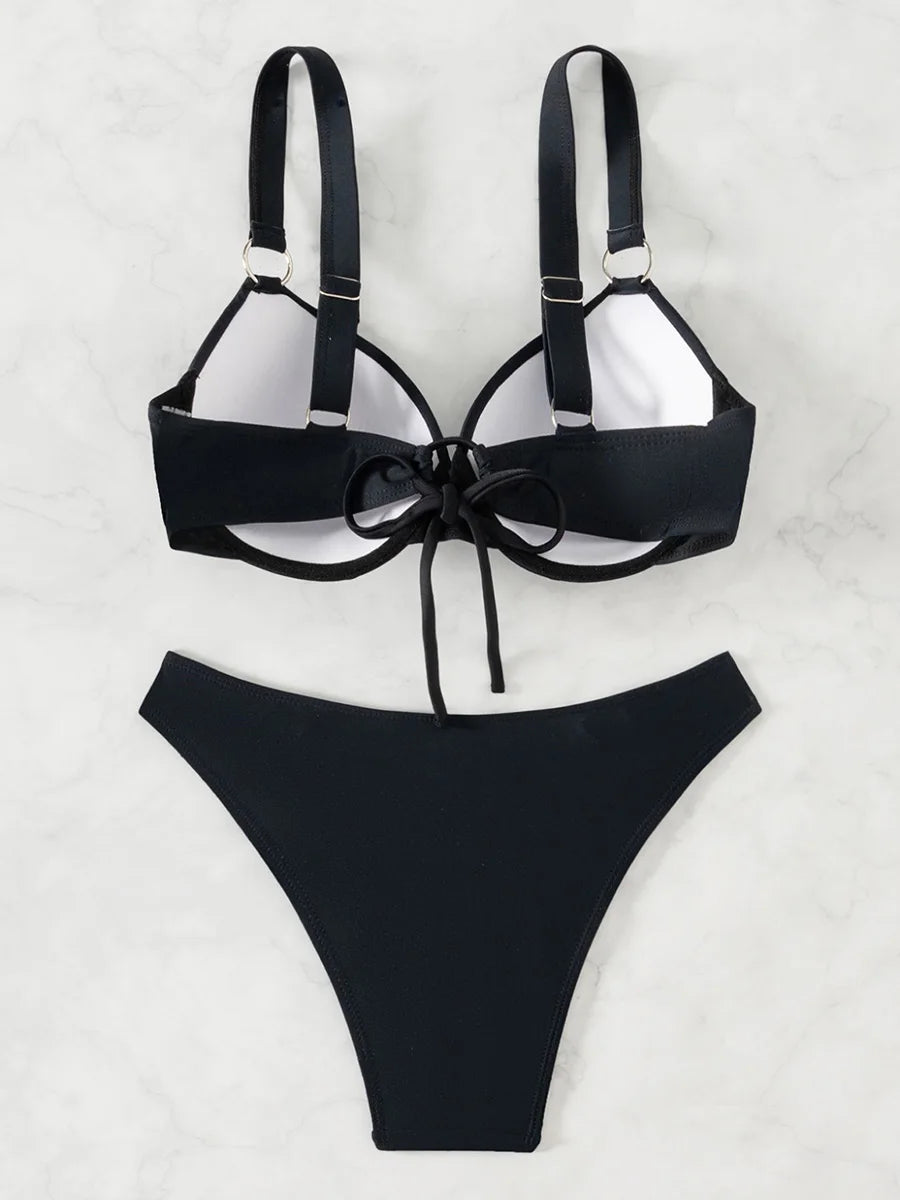 Underwired Bra Cup Bikini Women Swimwear Female Swimsuit Two-pieces Bikini Set Push Up Bather Bathing Suit Swim Lady Beachwear