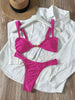 Sexy Metal Shell Ornament Bikini Set 2026 Women Hot Pink Pleate Push Up Bra Thong Swimsuit Summer Bathing Suit Micro Swimwear
