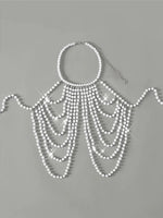 Luxury Pearls Chain Halter Hollow Out See Through Bikini Top Female Swimsuit Women Swimwear Bather Bathing Suit Swim Beach Top