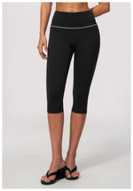 Hip Lifting Midi Length Yoga Pants Women Contrast Color Gym Sports High Waist Capri Trousers Breathable Fitness Running Leggings