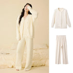 Women Autumn Winter Korean Style 3 Piece Camisole Pajama Set New Soft Half Velvet Elegant Wearable Outside Loungewear Sleepwear