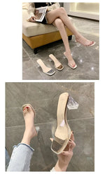 Summer Women Pumps Sandals PVC Jelly Slippers Open Toe High Heels Women Transparent Perspex Slippers Shoes Heel Clear Sandals