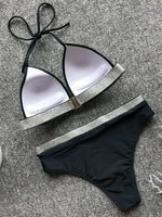 2025 Push Up High Waist Bikini Women Swimsuit Female Swimwear Two Pieces Bikini Set Halter Bra Cup Bathing Suit Swim Beach Wear
