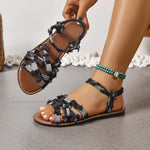 Sandals for Women in SpringNew Roman Fashion Flat Bottomed Anti Slip One Foot Beach Sandals