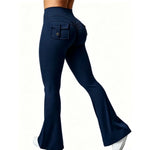 STOUREG Women Wide Leg High Stretch Yoga Leggings Naked Feeling Compression Fitness Workwear with Pockets Yoga Pant