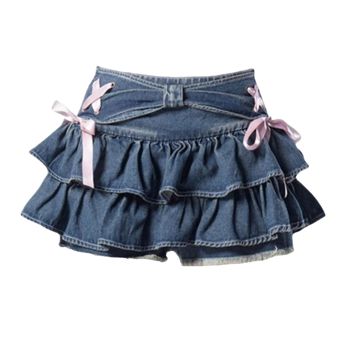 Sweet Kawaii Bow Vintage Denim Skirt Women New Fashion Summer A Line Gothic Mini Skirts American Retro Streetwear Y2k Clothes