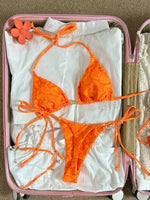 Sexy Orange Leaves Print Micro Bikini 2026 Women Summer Push Up Bra Tie Side Thong Swimsuit Summer Bathing Suit Holiday Swimwear