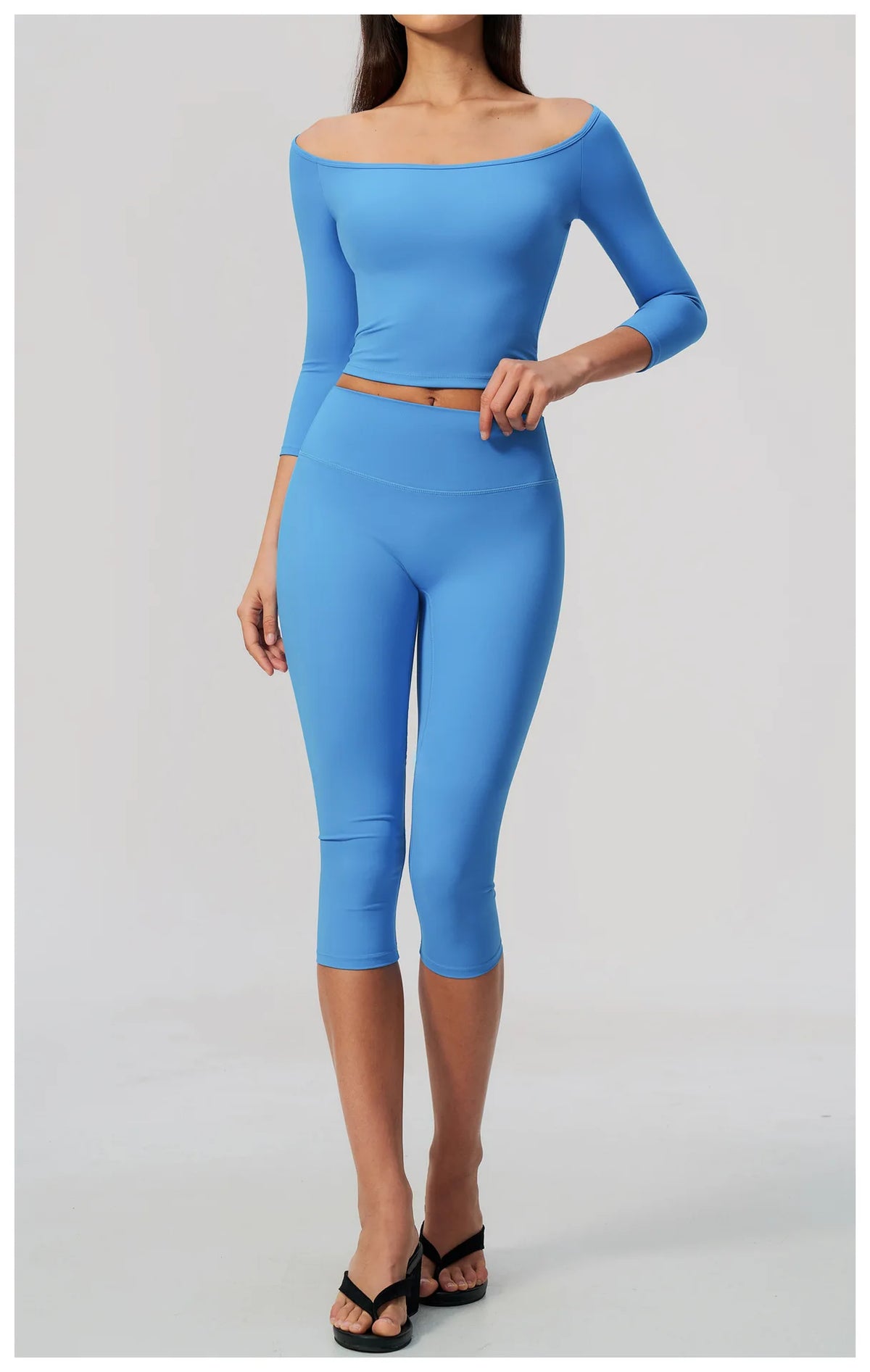 Fashion Mid Sleeve T-shirt Yoga Suits Tight Fitting Slim Sports Tops High Waist Peach Hip Mid Pants Gym Running Fitness Outfits