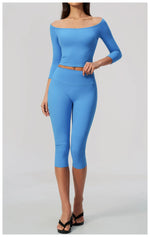 Fashion Mid Sleeve T-shirt Yoga Suits Tight Fitting Slim Sports Tops High Waist Peach Hip Mid Pants Gym Running Fitness Outfits