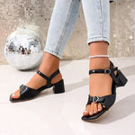 Women Sandals 2026 Buckle Strap Comfort Shoes for Women Square Toe Block Heels SandalsFashion Chunky Shoes Female