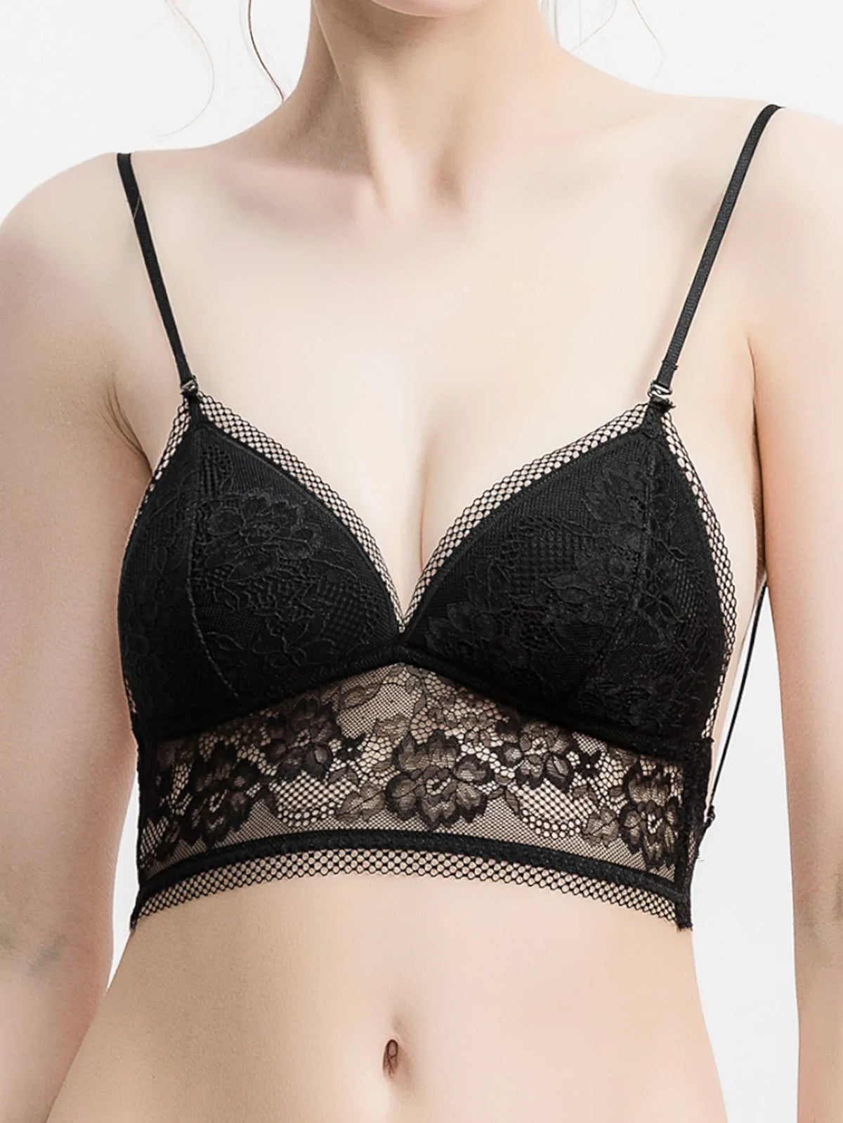 Women‘s lace bralette wireless push-up bra U back sexy Lingerie Deep V bra sexy backless invisible underwear with crossed back