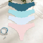 4PCS Women Seamless Panties Wavy Design Ultra-thin Panties Women Ice Silk Underwear Sexy Panty Low Waist G-string Female Solid