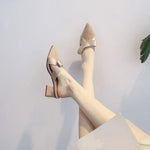 Wearing Summer Fashion Back Air Sandals 2026 New Thick Heel High Heel Pointed Half Slippers