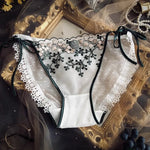 Lace-up Briefs Transparent Lace Panties Women Lingerie Sexy Underwear Low Waist Ropa Mujer Floral Embroidery Lenceria Femenina