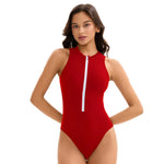 2026 New Zipper One Piece Swimsuit For Women Plus Size Swimwear Solid Bathing Suit Summer Beachwear Swimming Suit For Women 3XL