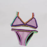 Bikini Crochet 2026 Handmade Knit Patchwork Reversible 2 Piece Swimsuit Women Halter Top Brazilian Bathing Suit Thong Swimwear
