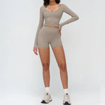 2 Pieces Sportswear Women Yoga Set Gym Clothes Fitness Set Outfit Outdoor Long-Sleeved Shirt Tracksuits Sports Bra Gym Leggings