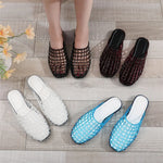 EUR Size Transparent PVC Jelly Slide Mules Women Hollow Breathable Cutout Closed Toe Slip On Flat Sandals Indoor Outdoor Slipper