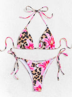 XS - L Floral Leopard Printed Halter Bikini Women Swimwear Female Swimsuit Two-pieces Bikini set Bather Bathing Suit Swim Lady