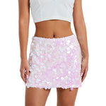Women's Solid Color Sparkle Sequin Skirt Glitter Mini Skirt Belly Dance Short Skirt Clubwear Festival Costume