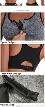 New Sports Bra Women Front Zipper Push Up Gym Jogging Crop Top More Size Tops Yoga Fitness Shockproof Vest Sport Bras for Women