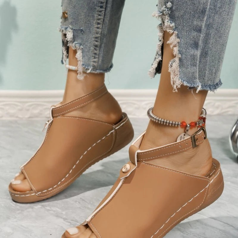 Women's Sandals 2026 New Summer Shoes For Women Wedge Heels Sandals Soft Heeled Slippers Low Platform Summer Sandalias De Mujer