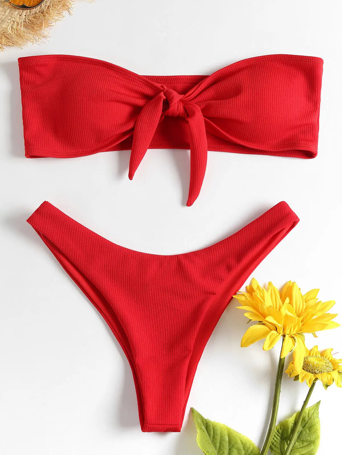 New Bikini Bottoms Women's Swimsuit Low Waisted Bottom Solid Red Swimwear Thong Beachwear Brazilian Bathing Suit Summer