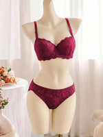 Multicolor Lace Set Transparent Floral Two Pieces Clothing Underwire Push Up Lingeries For Woman Set A2123