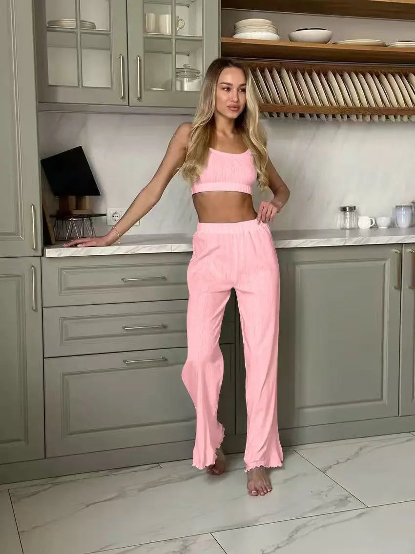Women's Sleepwear Suspender Pants Comfort Pajama Pants Set Cotton Women's Pajamas LoungewearPjamas for Women Pajama