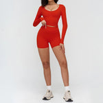 2 Pieces Sportswear Women Yoga Set Gym Clothes Fitness Set Outfit Outdoor Long-Sleeved Shirt Tracksuits Sports Bra Gym Leggings