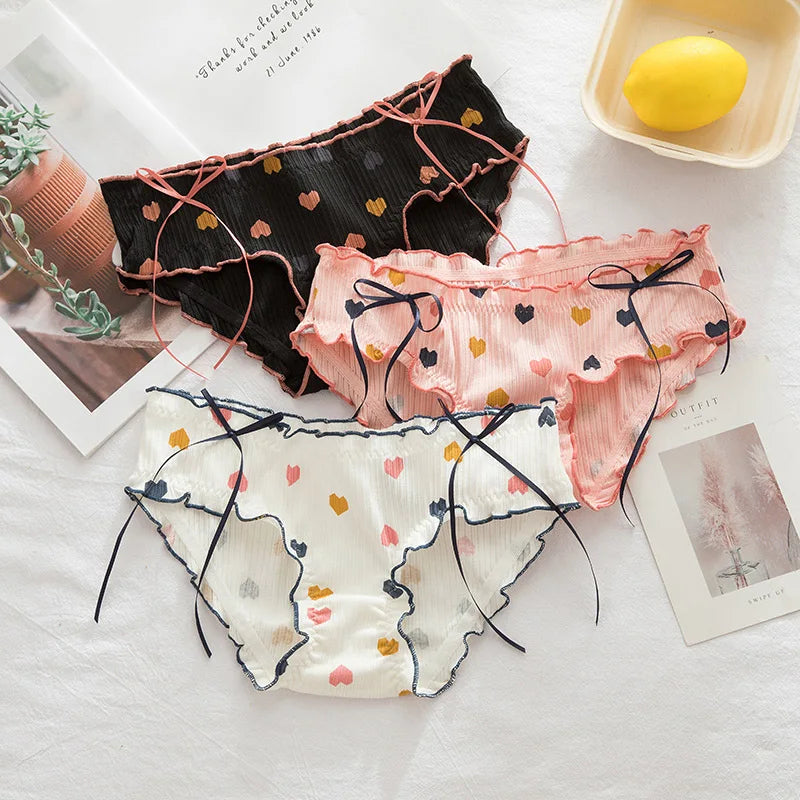 Heart Print Couple Underwear Set Men's Boxers Shorts Women's Underwear Cotton Panties for Men Women Underpants Lover's Panties