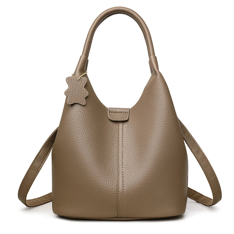 New Trendy Casual Soft PU Women's Handbags Solid Color Large Capacity Female Shoulder Bags Retro Tote Bags For Commute Shopping