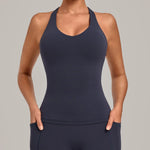 Women's Seamless Yoga Vest Sports Fitness Gym Beauty Back Top Nude Slim Fit Training Running Workout Vest