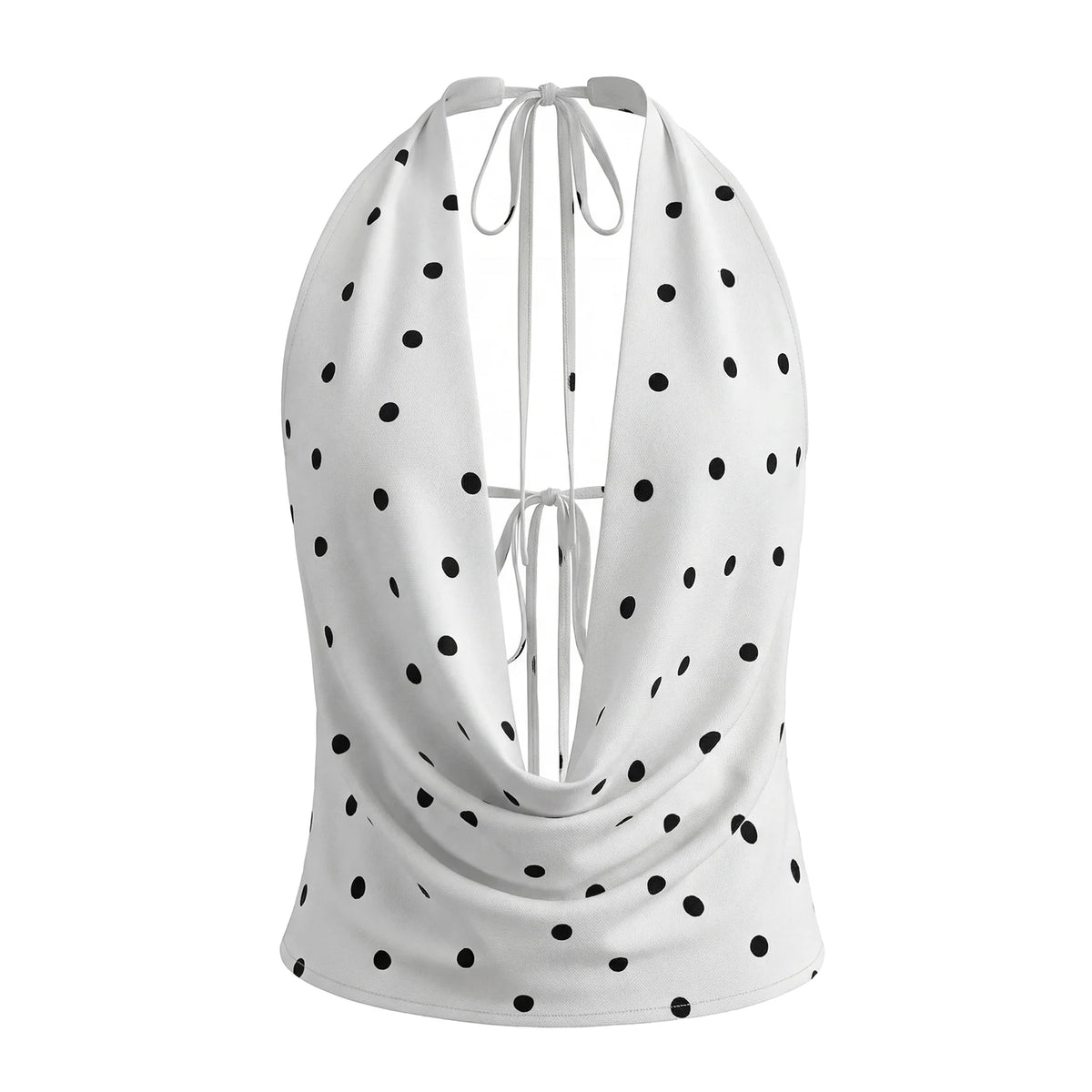 Women Fashionable Cowl Neck Sleeveless Backless Going Out Vest Summer Dot Print Satin Halter Tank Tops