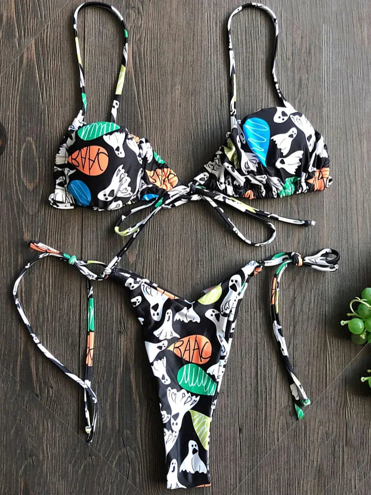 Sexy Ruffle Frilled Micro Thong Bikini 2025 Women Swimwear Female Swimsuit Two-pieces Bikini set String Bather Bathing Suit Swim