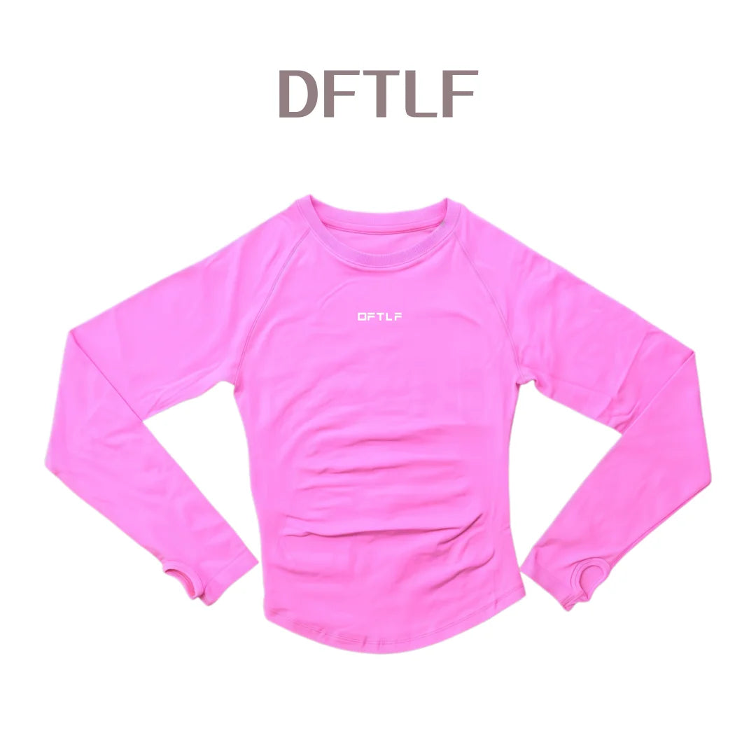 DFTLF Yoga Shirts For Women Long Sleeve Winter Fitness Running Gym Clothes Workout Dry Fit Breathable High Elastic Sports Top