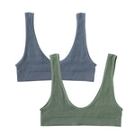 2Pcs/Set Women Non-wire Bra Crop Top Seamless Underwear Female Plunge Bra Tops Ribbed Sexy Lingerie Sports Intimates