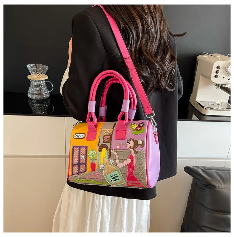PU New Personality Stylish Shoulder Bags Design Patchwork Zipper 2025 Hot Sale Women's Bags Retro High Quality Women's Bags
