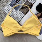 Seamless Sexy Open Back Gym Yoga Crop Top Women Halter Sports Bra Push Up Strappy Padded Workout Tank Tops