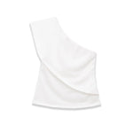 Women's Fashion Casual Off-Shoulder Stylish Top White Top Slim Fit Single Sleeve Casual Blouse For Women Daily Party Wear QHRH