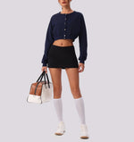 Spring Summer Button-Up Long-Sleeved Sports Jacket Outdoor Front Button Fitness Yoga Workout Coat Gym ActiveWear Top