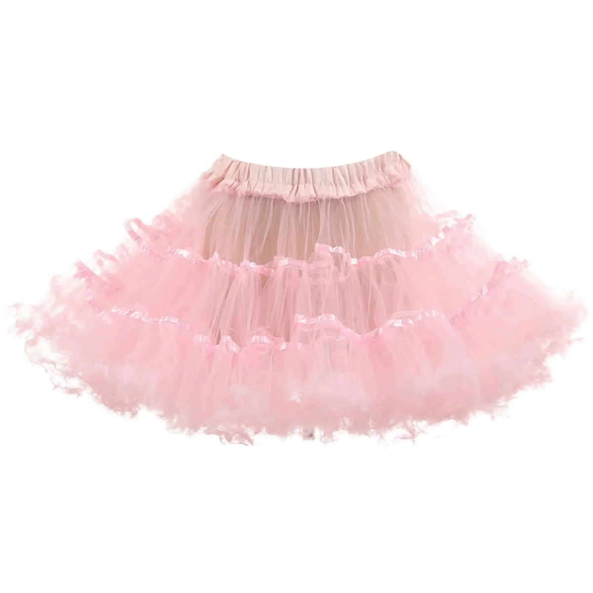 Women's Color Block Ruffled Tulle Skirts Multiple Layers Elastic High Waisted Tutu Skirt Fluffy Halloween Carnival Party Skirts