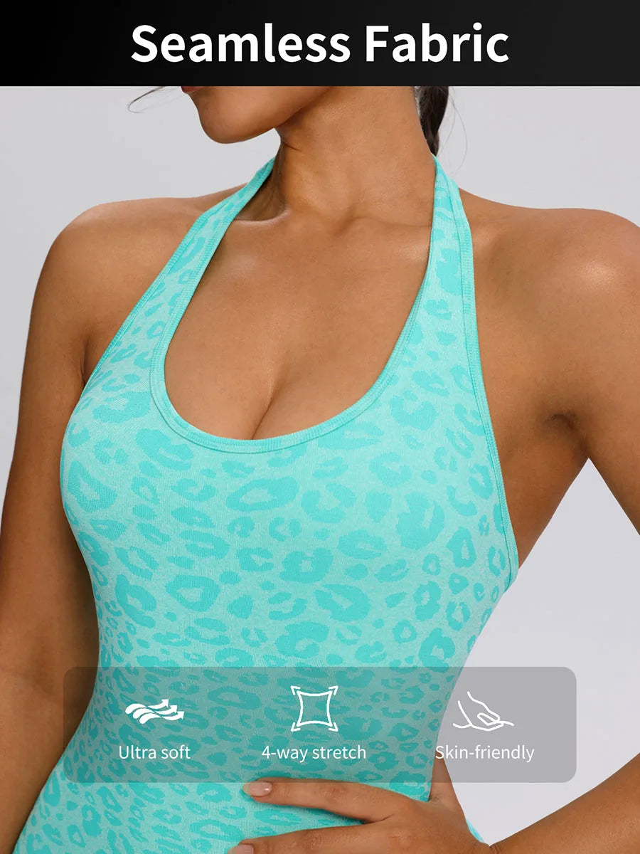 Trendy Sexy Leopard Women Jumpsuits Sport Yoga Clothes Rompers Sportswear Woman Gym Combi-pants Fitness Overalls Shorts Bodysuit