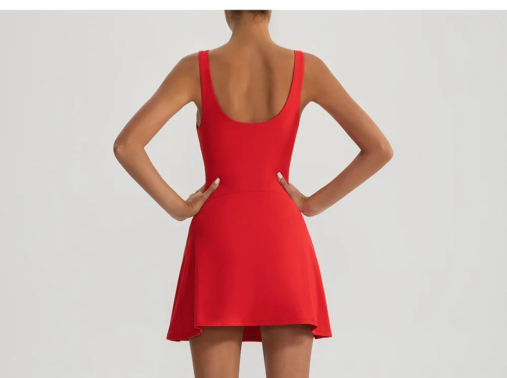 Tennis Fitness Dresses Women Fake Two Piece Sports Dress Outdoor Casual High ElasticityRunning Yoga Golf Mini Skirts