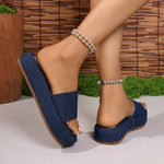 Blue Denim Thick Slippers 2026 Summer Platform Slider Women Sandals Casual Comfortable Women's Shoes